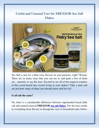 useful and unusual uses for frezzor sea salt