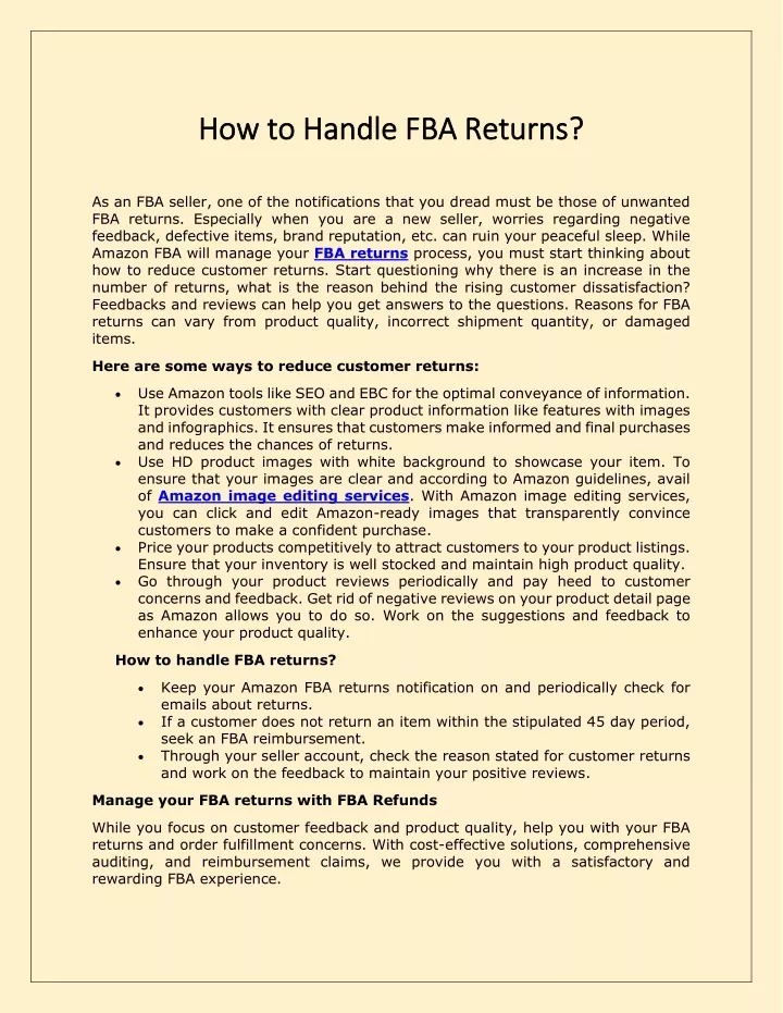 how to handle fba returns how to handle