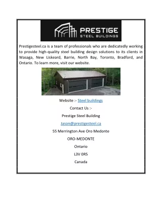 Steel Buildings Prestigesteel.ca