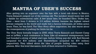 Mantra of Uber's success story
