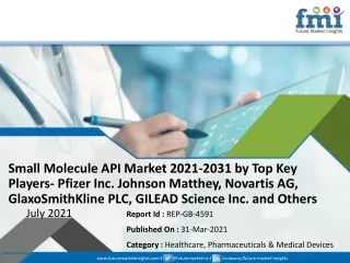 Small Molecule API Market 2021-2031 by Top Key Players- Pfizer Inc., Johnson Mat