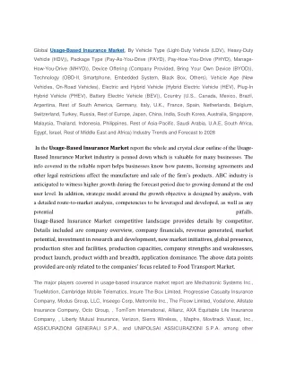 global usage based insurance market by vehicle