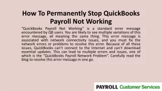 How To Permanently Stop QuickBooks Payroll Not Working