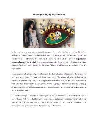 advantages of playing baccarat online