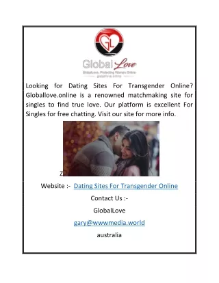 Dating Sites for Transgender Online Globallove.online