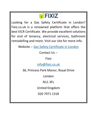 Looking for a Gas Safety Certificate in London