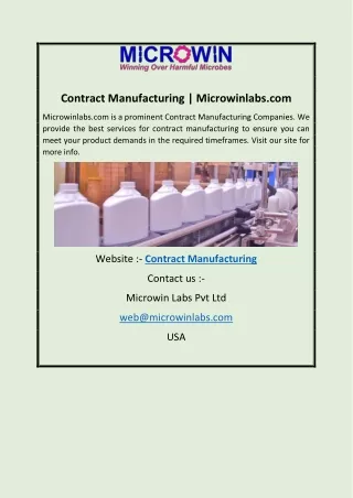 Contract Manufacturing | Microwinlabs.com
