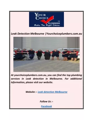 Leak Detection Melbourne Yourchoiceplumbers.com