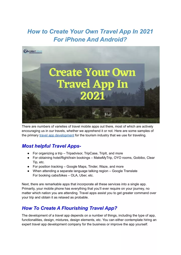 how to create your own travel app in 2021