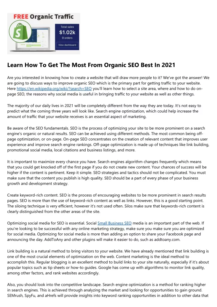 learn how to get the most from organic seo best