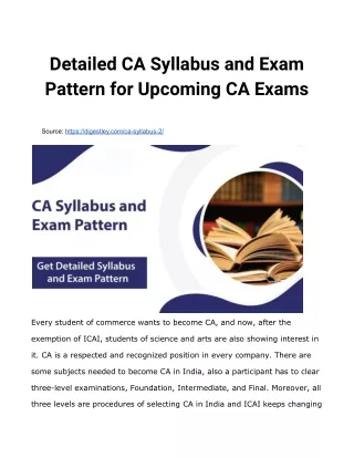 Detailed CA Syllabus and Exam Pattern for Upcoming CA Exams