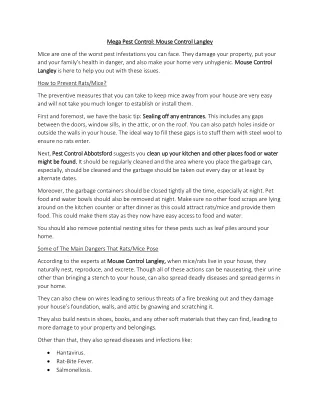 mega pest control mouse control langley mega pest
