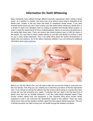 Information On Teeth Whitening