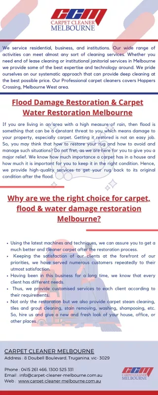 Why Choose Carpet Cleaner Melbourne for Flood Damage Restoration in Melbourne?