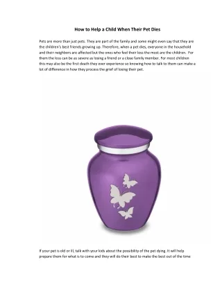 how to help a child when their pet dies