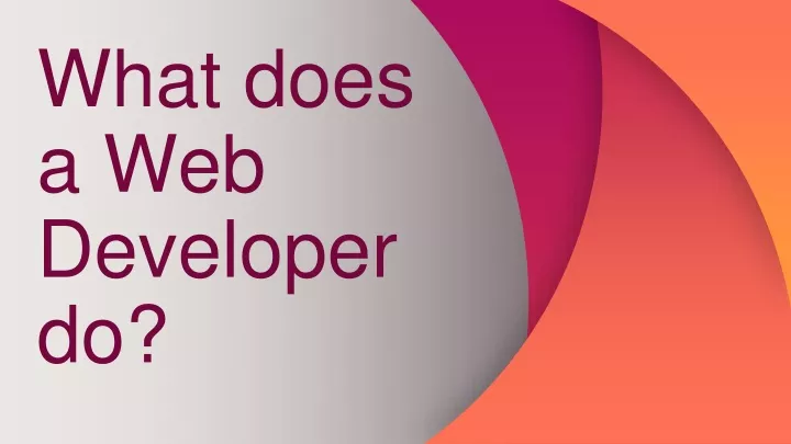 what does a web developer do