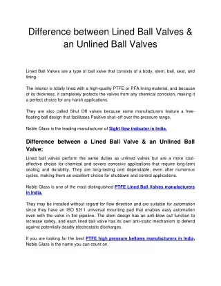 difference between lined ball valves an unlined