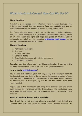 what is jock itch cream how can we use it