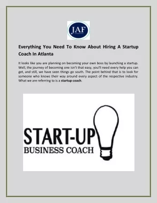 Everything You Need To Know About Hiring A Startup Coach In Atlanta