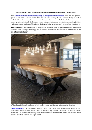 Eclectic Luxury interior designing or designers in Hyderabad