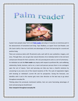 a great many people enjoy tarot card palm reader