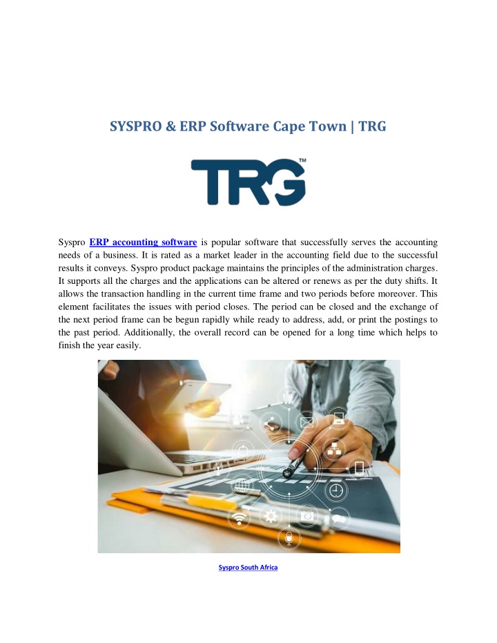 syspro erp software cape town trg