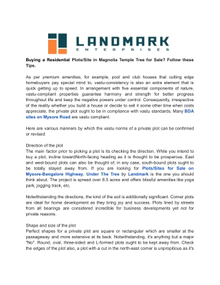 buying a residential plots site in magnolia
