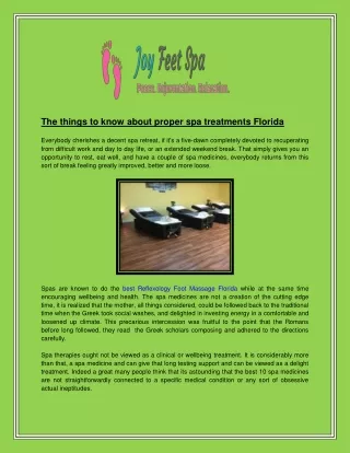 The things to know about proper spa treatments Florida