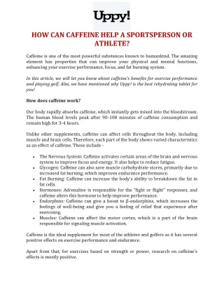 How Can Caffeine Help A Sportsperson Or Athlete