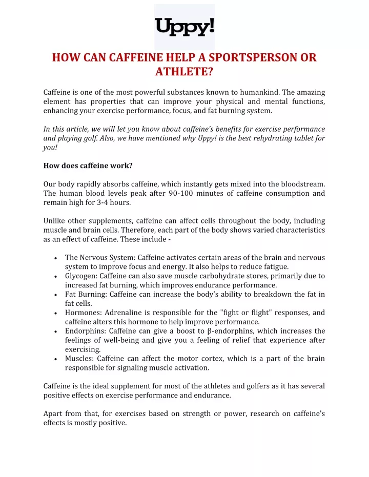 how can caffeine help a sportsperson or athlete