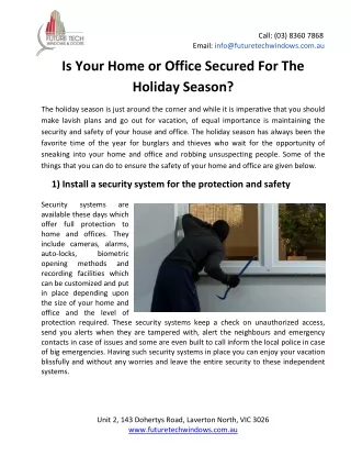 Is Your Home or Office Secured For The Holiday Season?