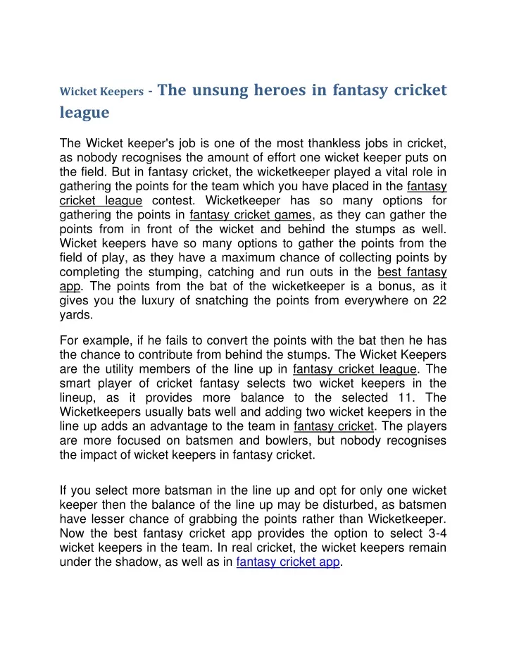 wicket keepers the unsung heroes in fantasy