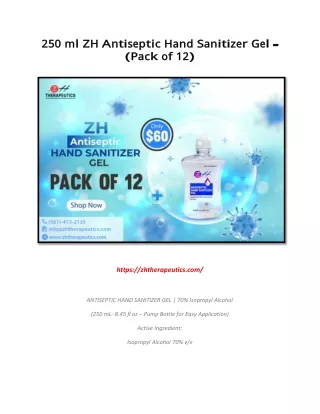 250 ml ZH Antiseptic Hand Sanitizer Gel