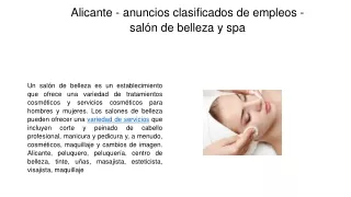 Alicante - anuncios clasificados de empleos - salón de belleza y spa