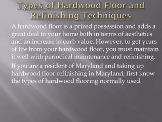 hardwood floor refinishing Maryland