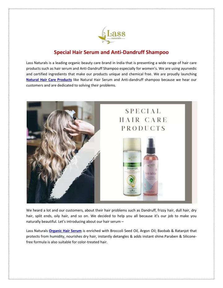 special hair serum and anti dandruff shampoo