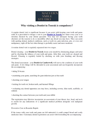 why visiting a dentist in toorak is compulsory