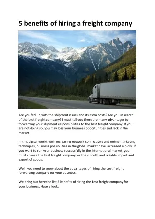 5 benefits of hiring a freight company