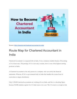 Route Map for Chartered Accountant in India