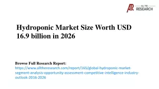 Hydroponic Market Size is Anticipated to Grow at a CAGR of 11.7% by 2026