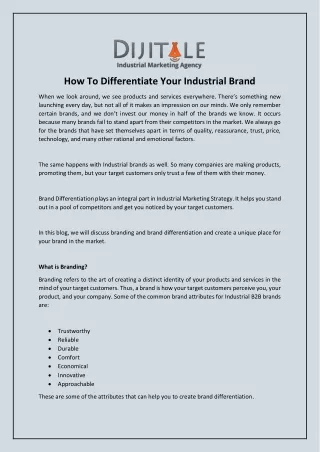 How To Differentiate Your Industrial Brand