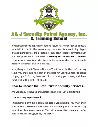 How To Find The Best Uniformed Security Guards In Bronx | AJ Security Training