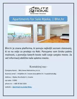 Apartments for Sale Rijeka, | Bhn.hr