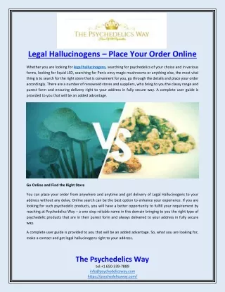 Legal Hallucinogens – Place Your Order Online