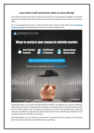 union bank credit card review what are they