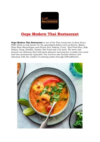 5% Off - Oops Modern Thai Restaurant Menu Sans Souci, NSW