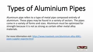 Types of Aluminium Pipes