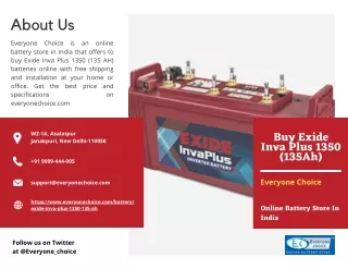 Buy Exide Inva Plus 1350 (135Ah) Inverter Battery Online