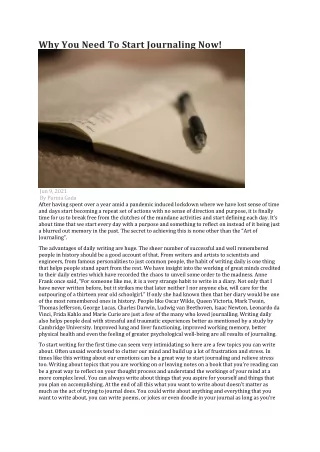 Why You Need To Start Journaling Now