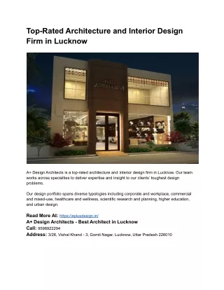 Top-Rated Architecture and Interior Design Firm in Lucknow
